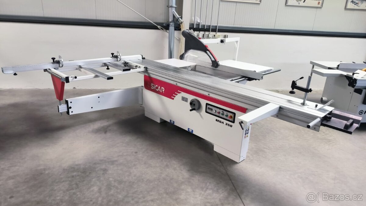 Formátovací pila SICAR SEGA 350 s předřezem a stolem 3,2 m