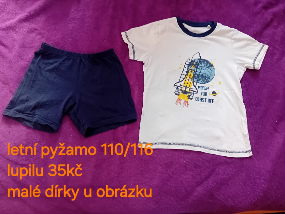 letní a klasická pyžama, pyžamové kalhoty kluk mix velikostí