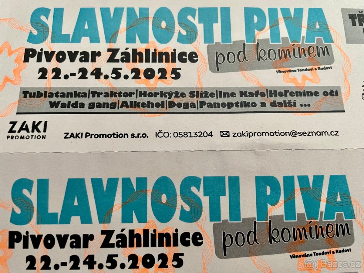 Lístky SLAVNOSTI PIVA POD KOMÍNEM-ZÁHLINICE