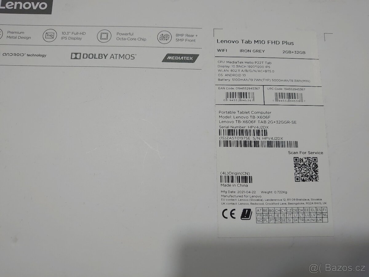 Zánovní tablet Lenovo M10 FHD plus