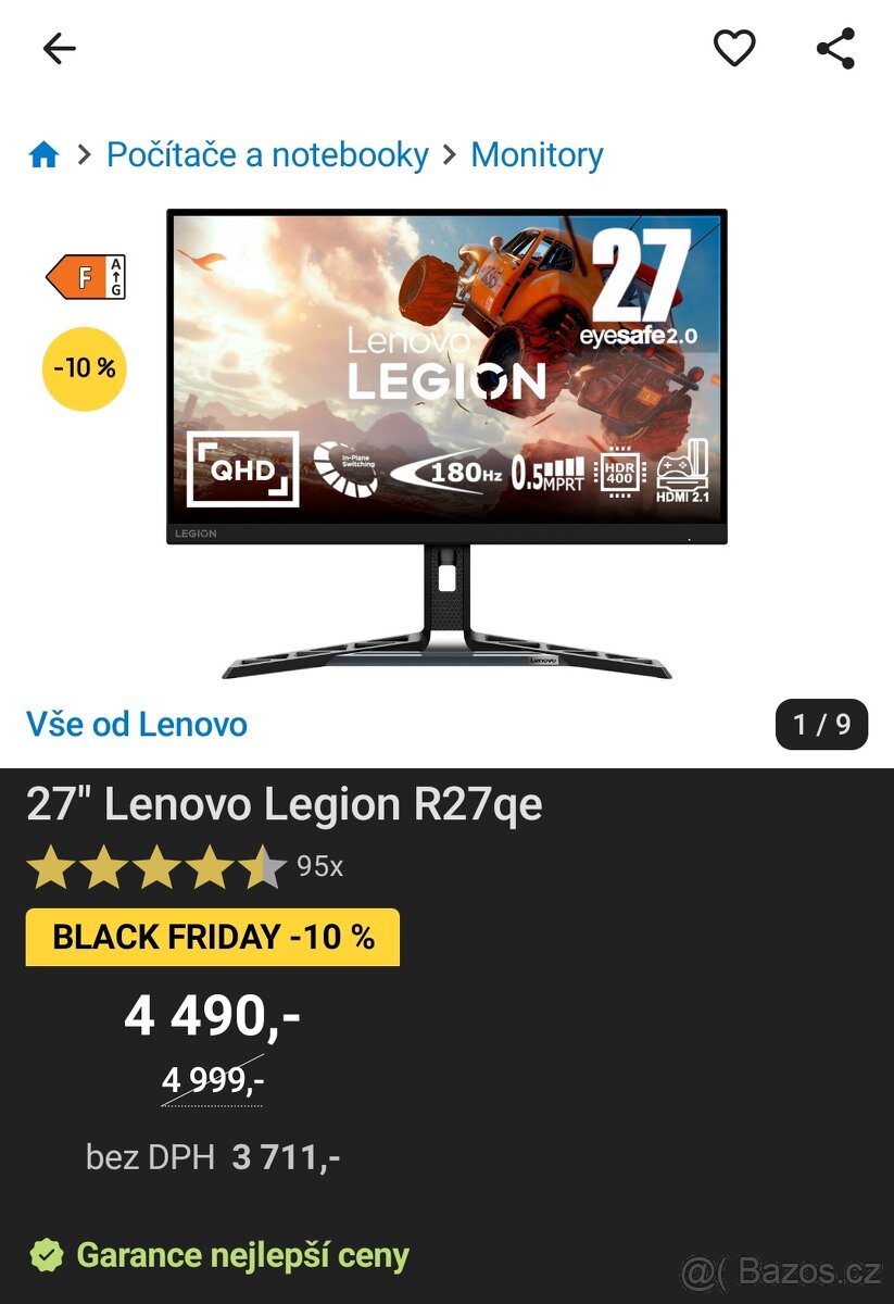 Herní monitor Lenovo legion R27eq 27"