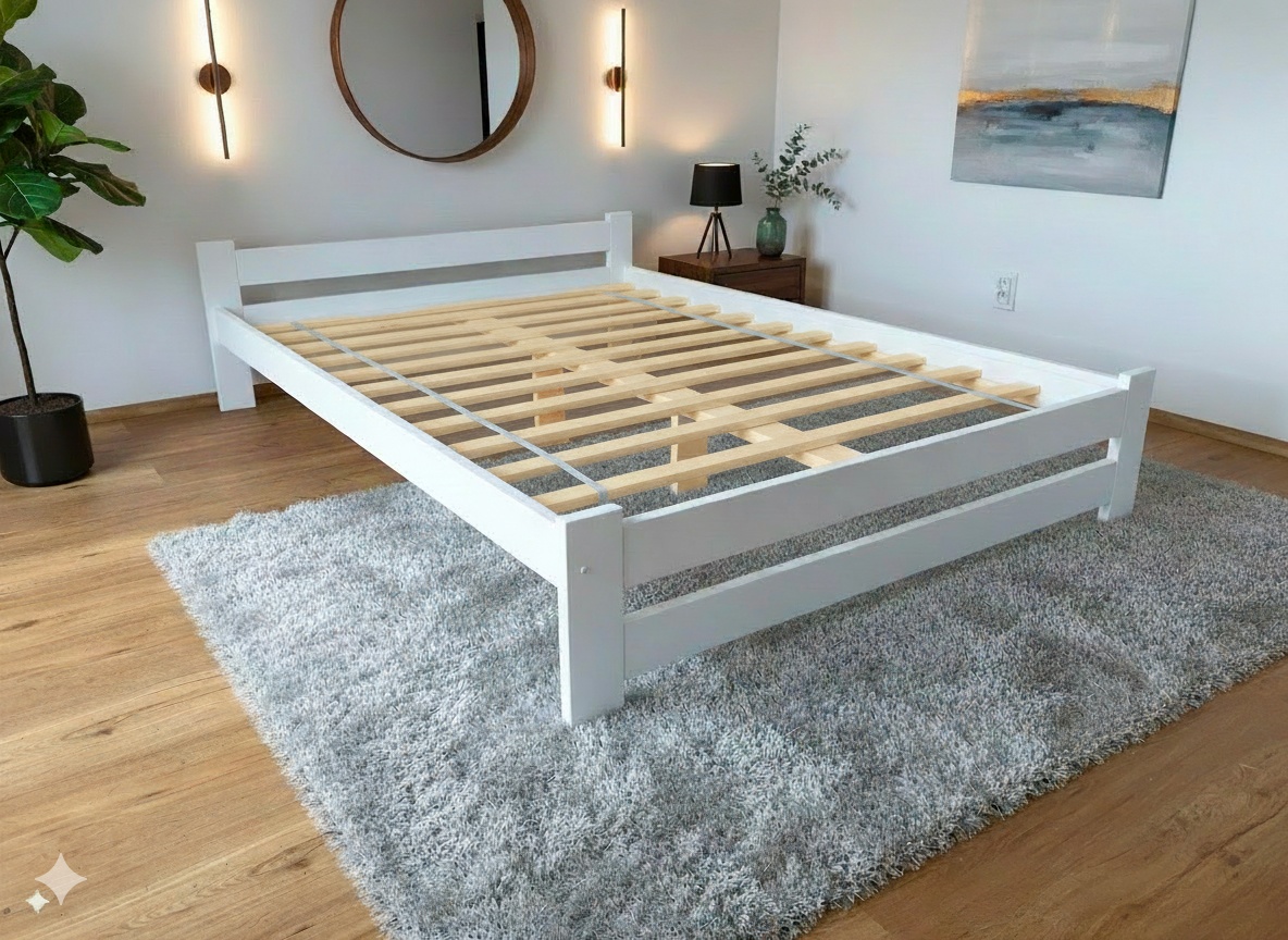 Nová postel BOROVICE 120x200 + ROŠT bílá