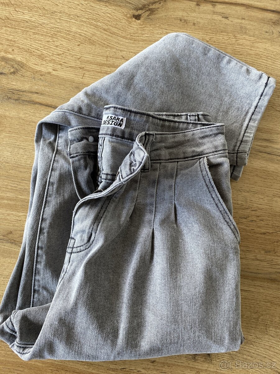 Krásné Paper-Bag džíny, šedé