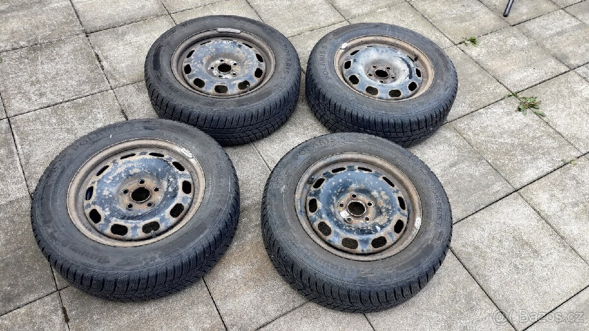 6Jx15 ET38, 195/65 R15, 5x100, zimní pneu Barum Polaris 5