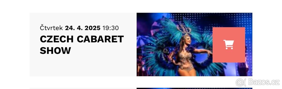 4x vstupenka Czech Cabaret show 24/4/2025