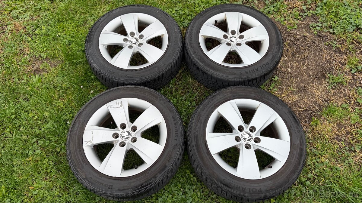 Alu kola Škoda 5x100, zimní pneu