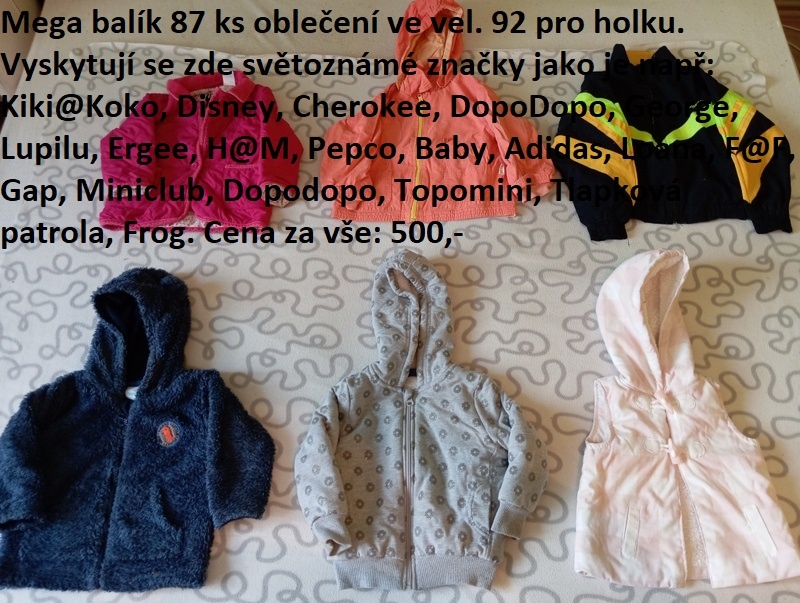 MEGA BALÍK 87 KS DÍVČÍHO OBLEČENÍ VEL.92 ZA SUPER CENU 500,