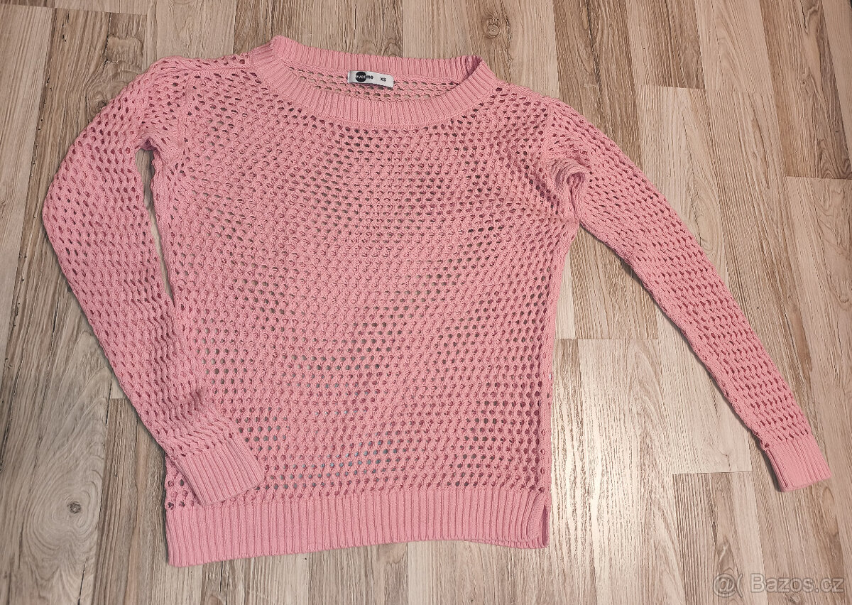 Dámský růžový háčkovaný svetr EVER.ME - vel. XS