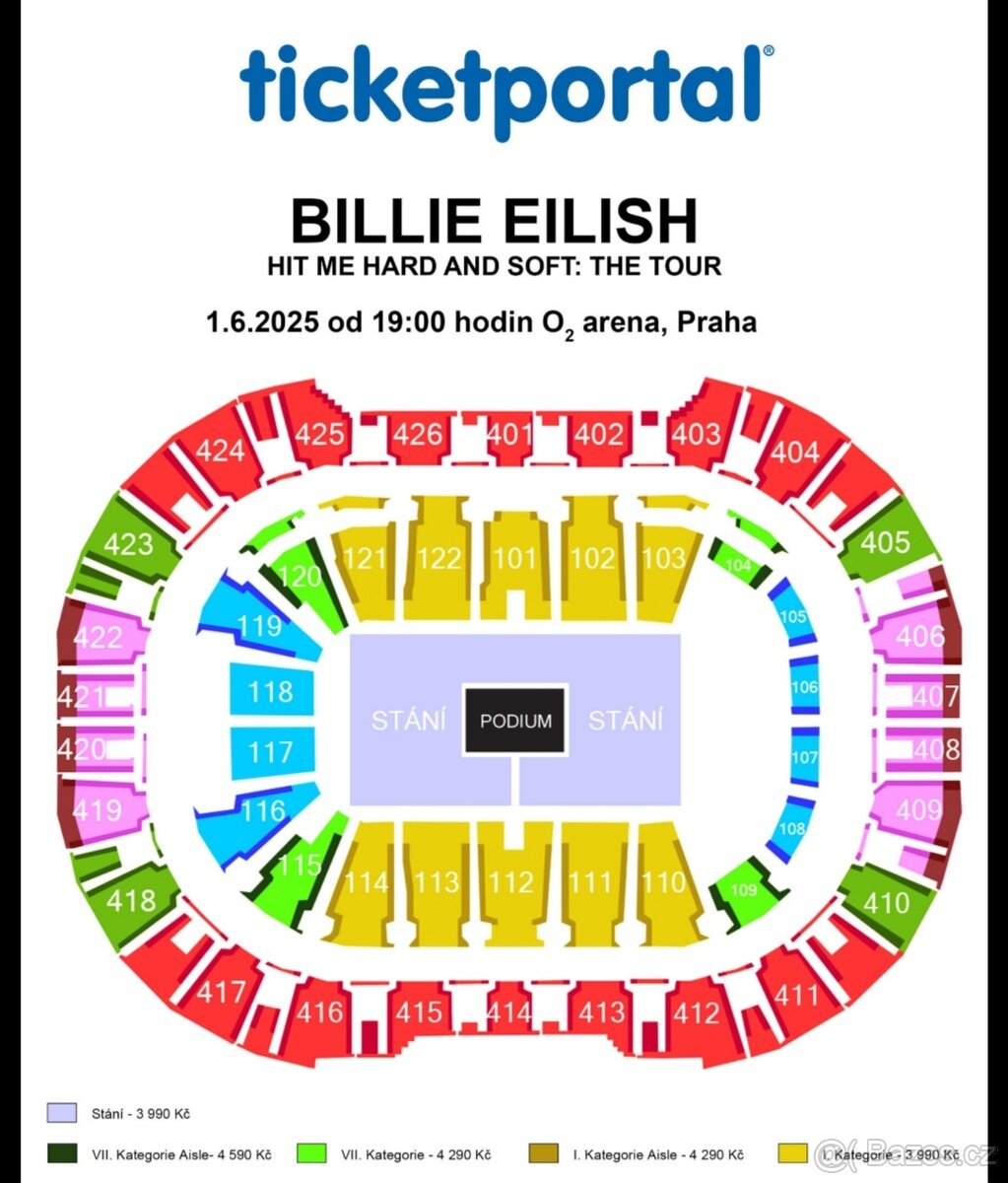 Hledám lístky na koncert Billie Eillish do Prahy