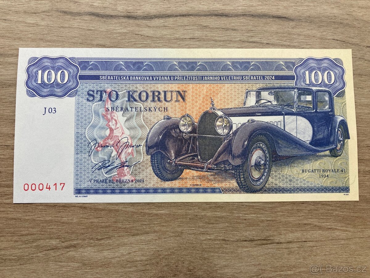 Bankovka Zapadlík Bugatti Royale 41 1934 - série J 03
