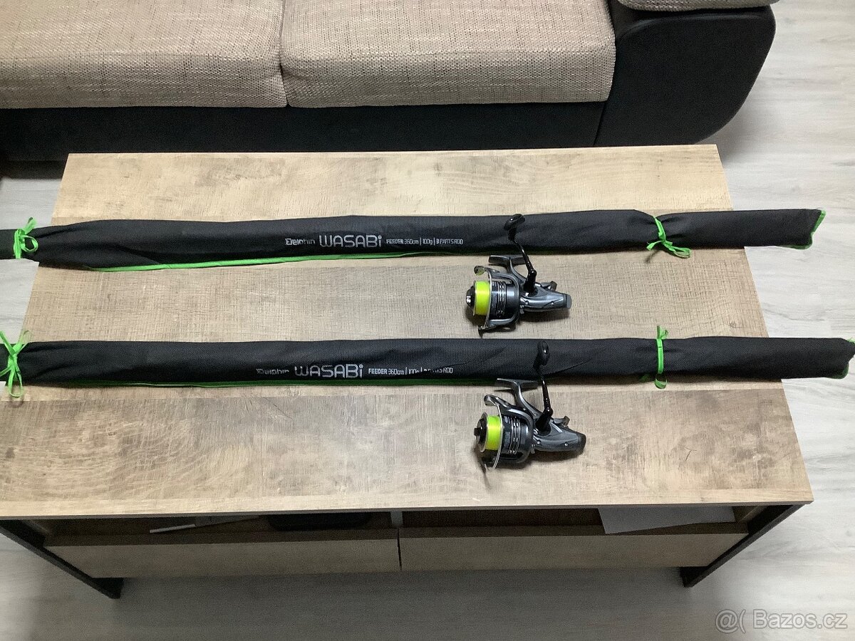 Prodám pruty Delphin Wasabi 3.6m navijáky Mivardi Kappa 4000