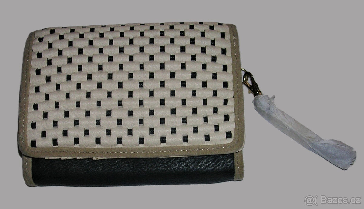 nová kožená modrobéžová peněženka