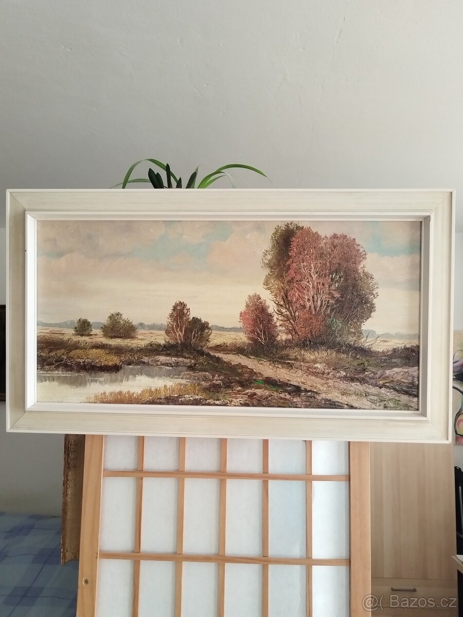 obraz ABEND AM MOOR, olej, L. Wiedemann