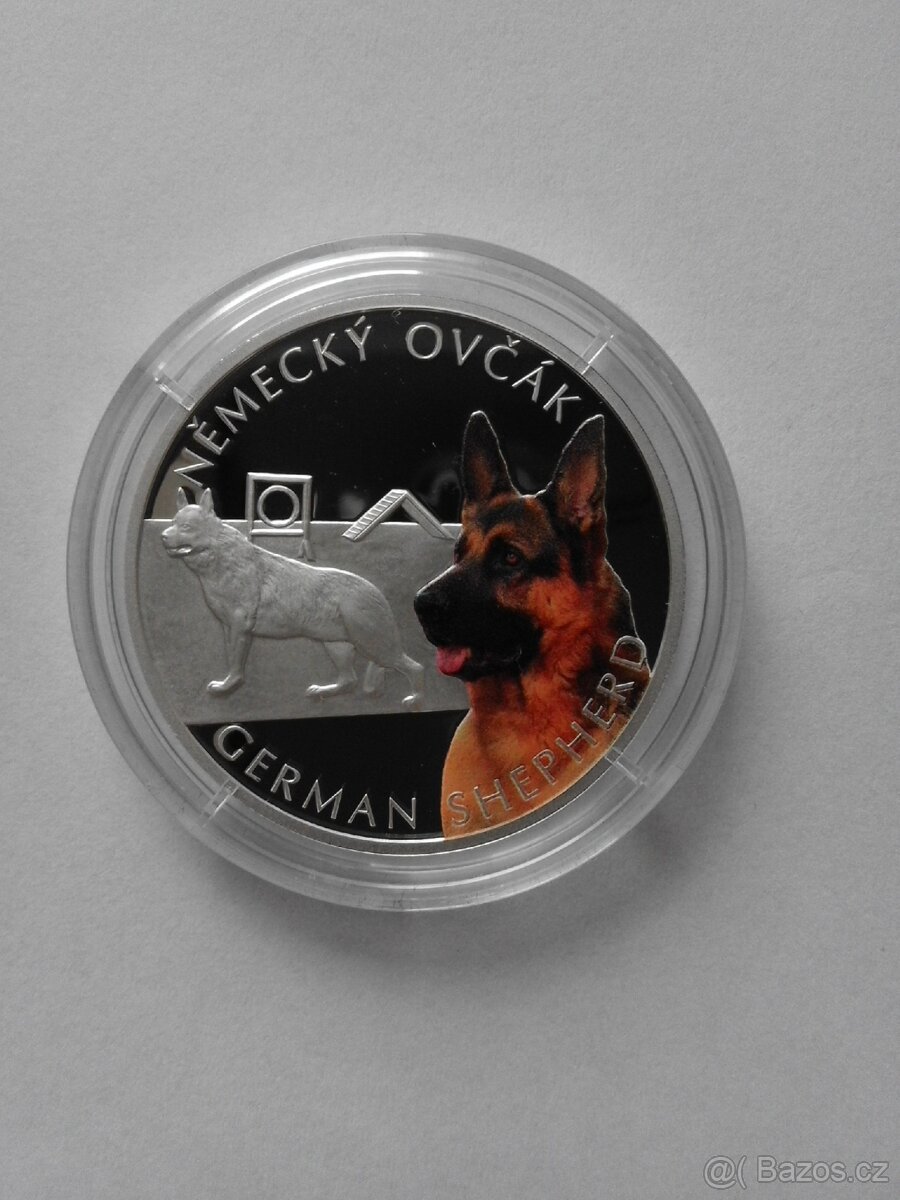 Stříbrná mince ze série Psí plemena - Německý ovčák
