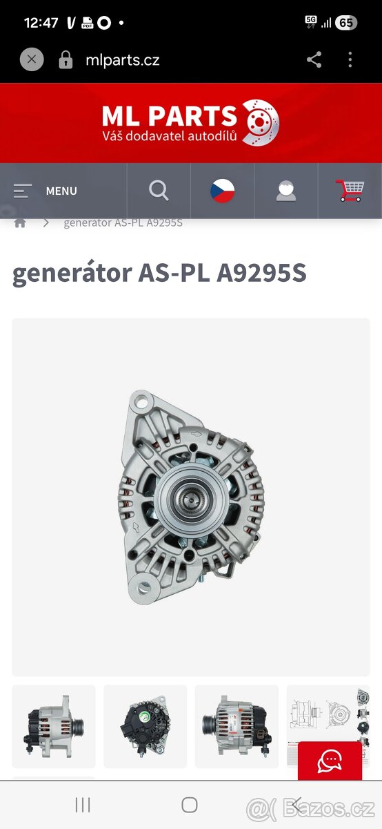 Prodám alternátor AS-PL, označení A9295S.
