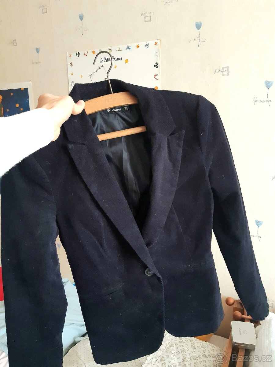 Modré manšestrové sako 36