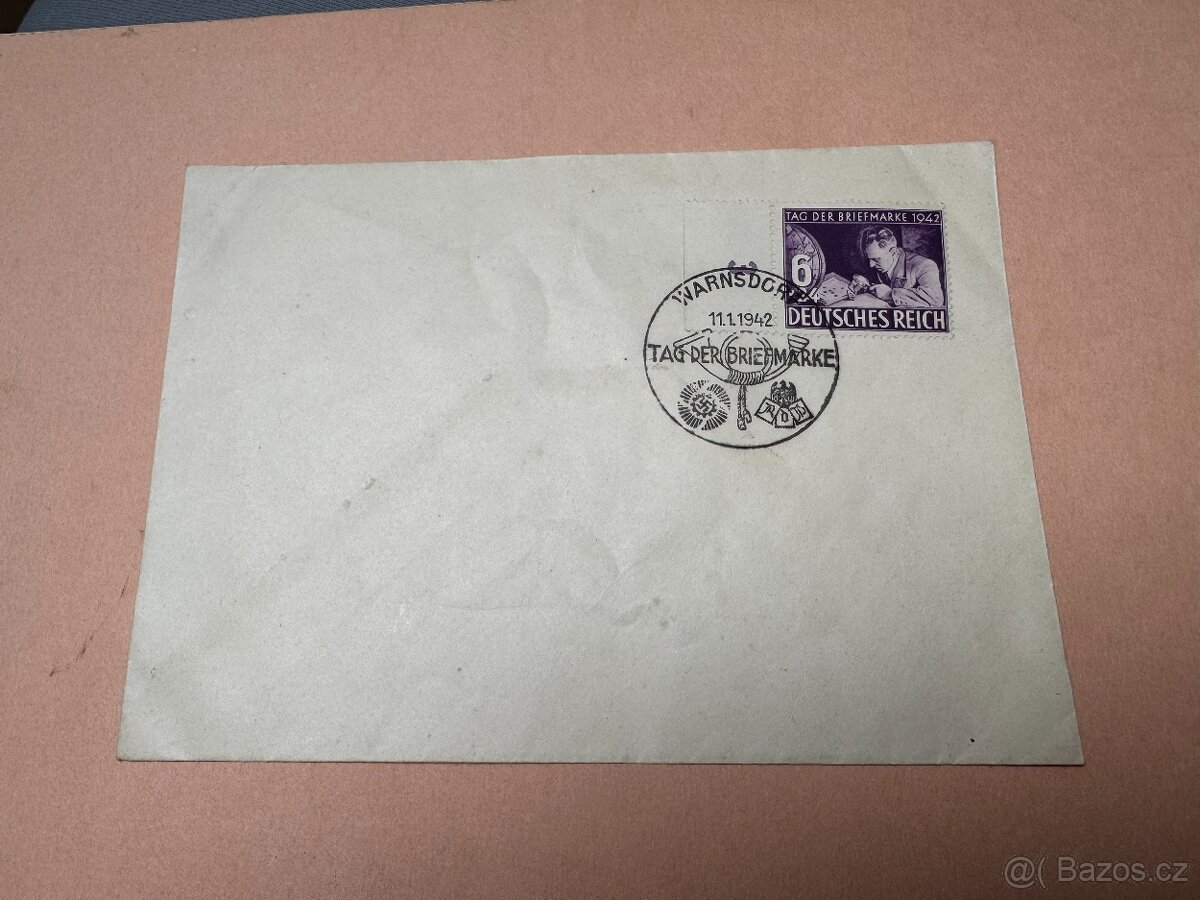 Obálku den poštovní známky 11.1.1942 Warnsdorf