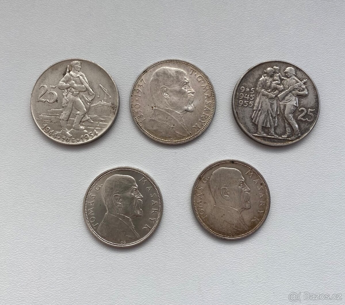 5 stříbrných mincí Československo
