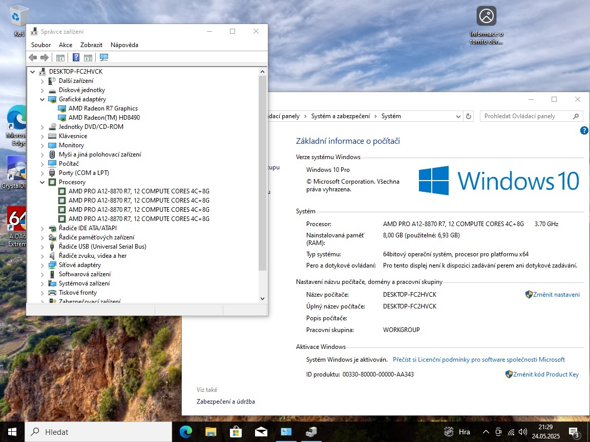 PC Hp AMD Pro A12 8870 R7 / DDR4 8GB/ HD8490
