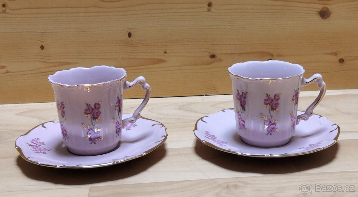 růžový porcelán - šálek s podšálkem Amis
