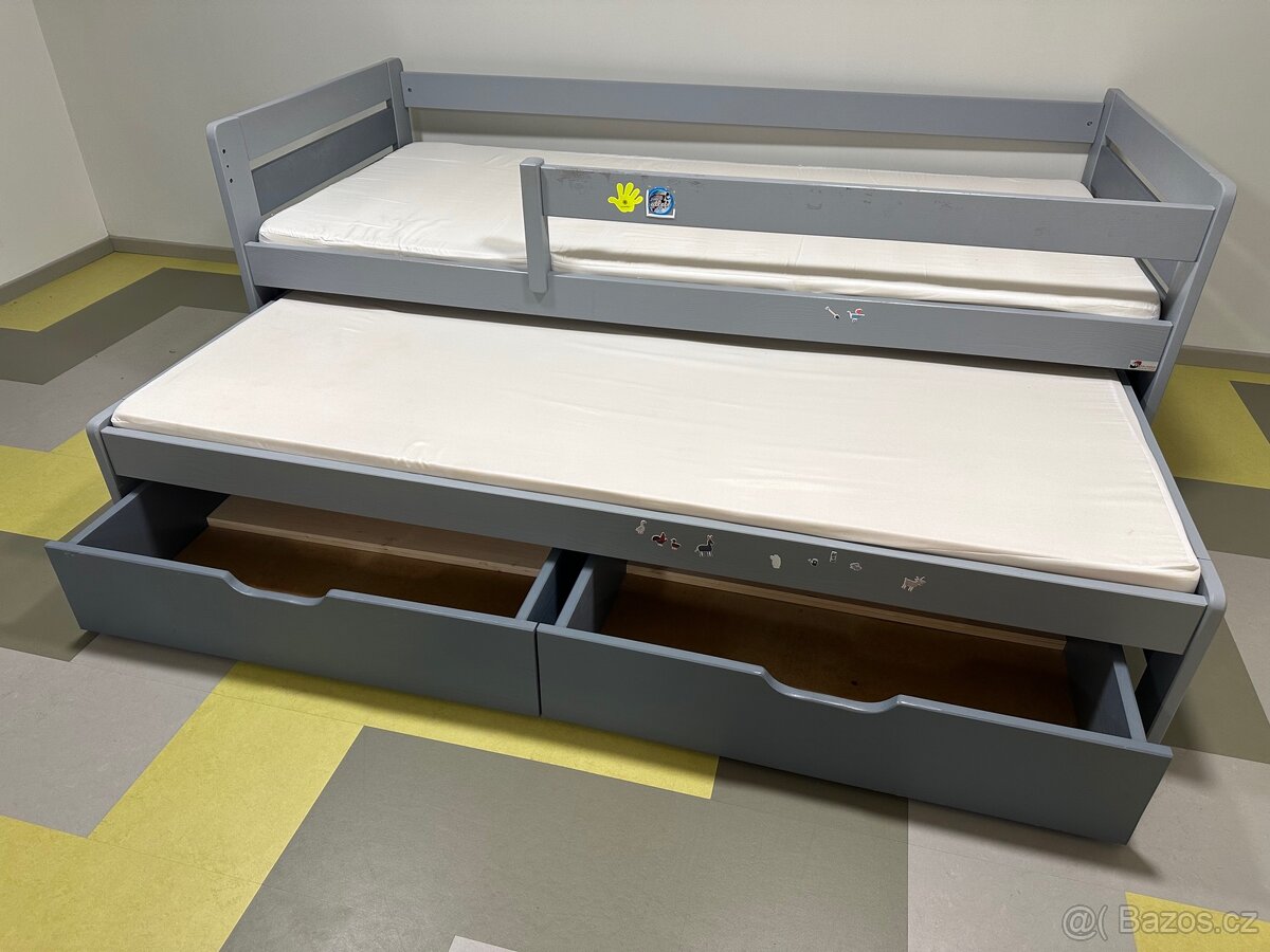 Kvalitní postel s úložným prostorem 90x180 a výsuvným lůžkem
