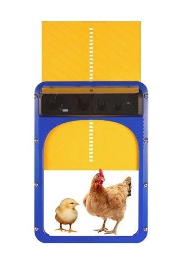 Nová automatická dvířka pro slepice - oranž - modrá