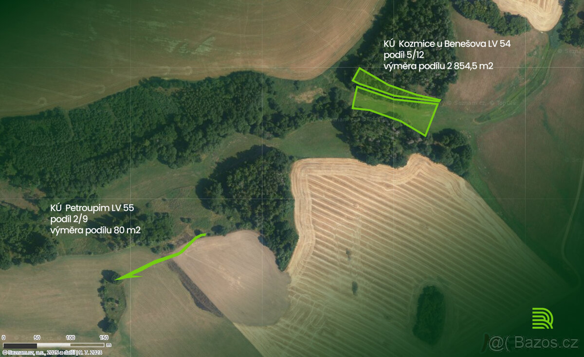 Prodej louky KÚ Kozmice u Benešova LV54 a KÚ Petroupim LV55