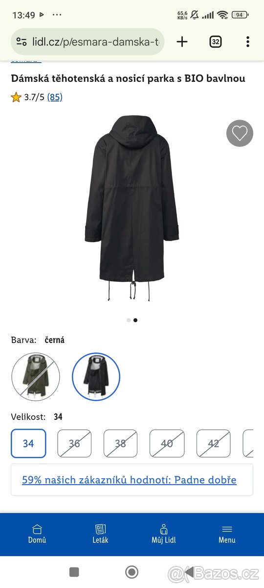 Těhotenská a nosicí parka s BIO bavlnou