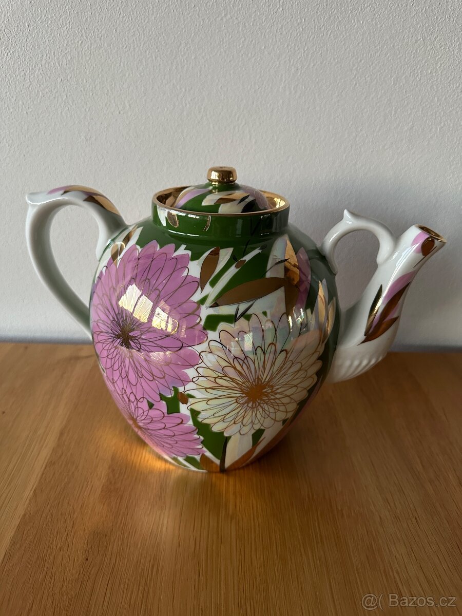 Porcelánová konvice „Dahlias“ – Dulevo, 1988