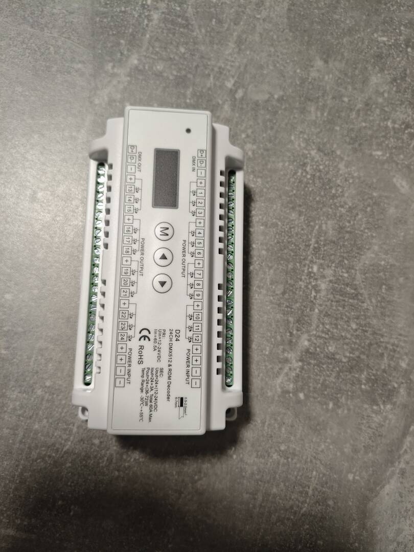 DMX LED dekodér iSkyDance 24 kanálů na DIN