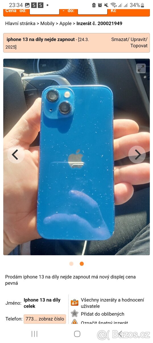 Koupim na nahradni dili iphon 12 pro