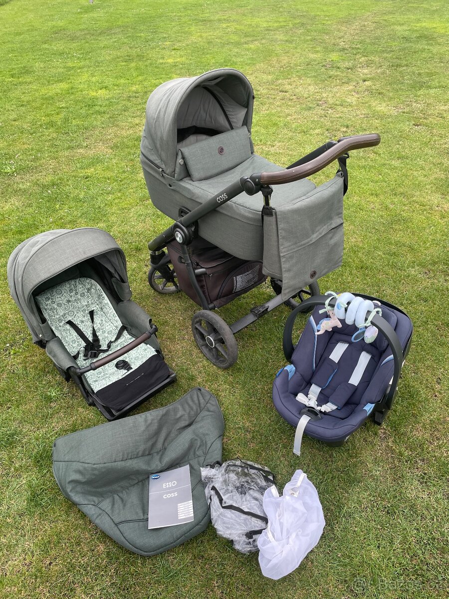 Kočárek dvojkombinace značky Roan Coss + Cybex Aton 5