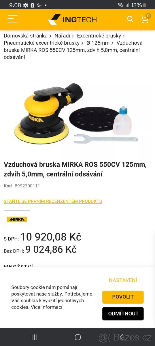 Bruska na vzduchova mirka