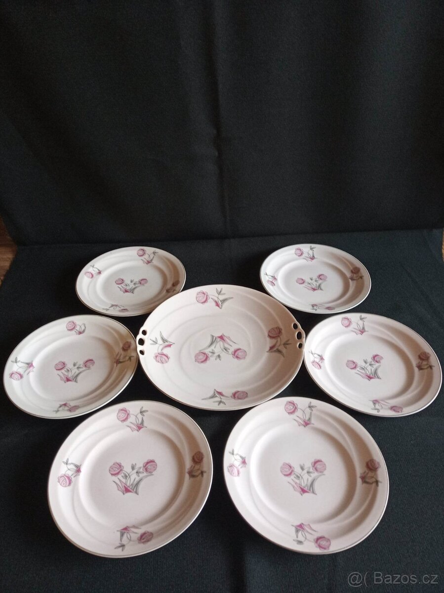 Dezertní servis Epiag růžový porcelán