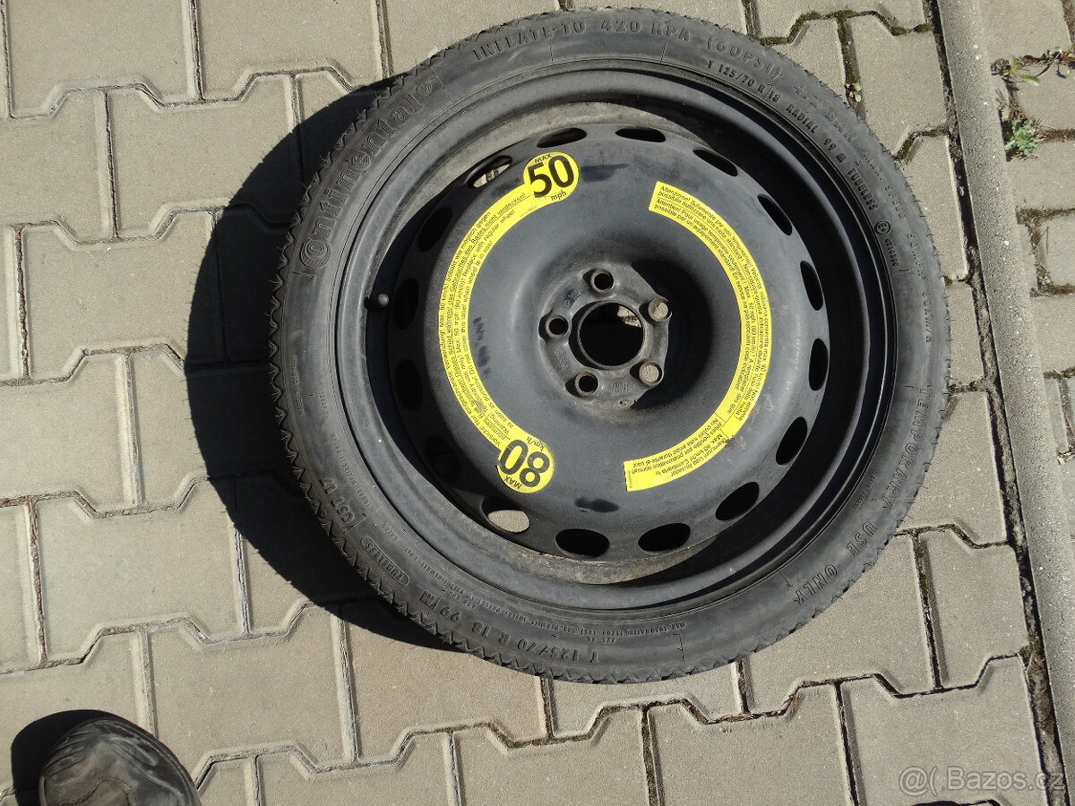 VW BMW REZERVA DOJEZDOVÉ KOLO CONTINENTAL 125/70/18 5x112
