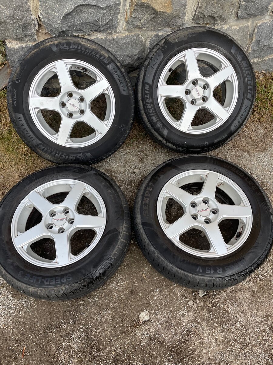 Alu kola 5x100 r15 pneu letni 195/65R15