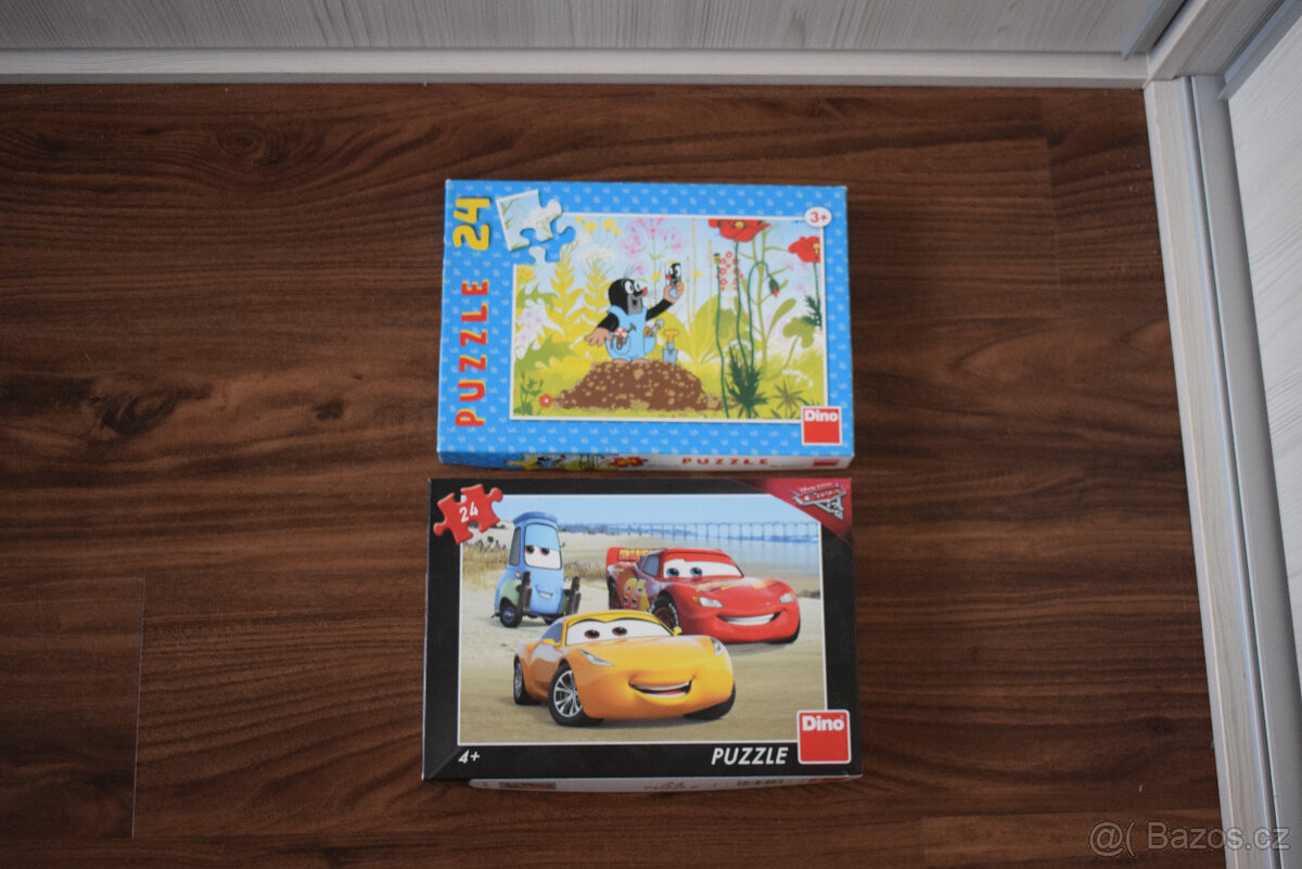 2 x puzzle Krteček a Cars 24 dílků (Dino)