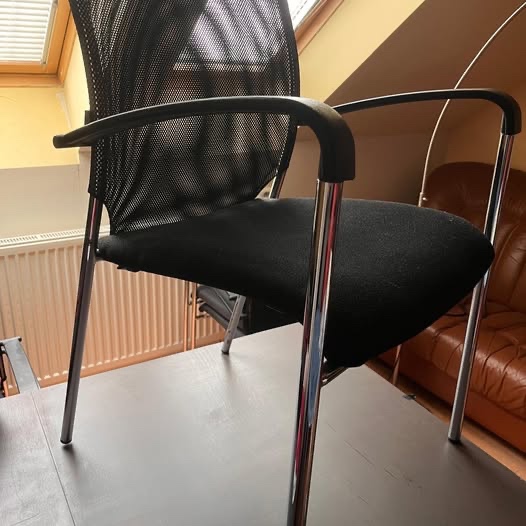 Stohovací židle – 6 ks, černé, síťovaná záda