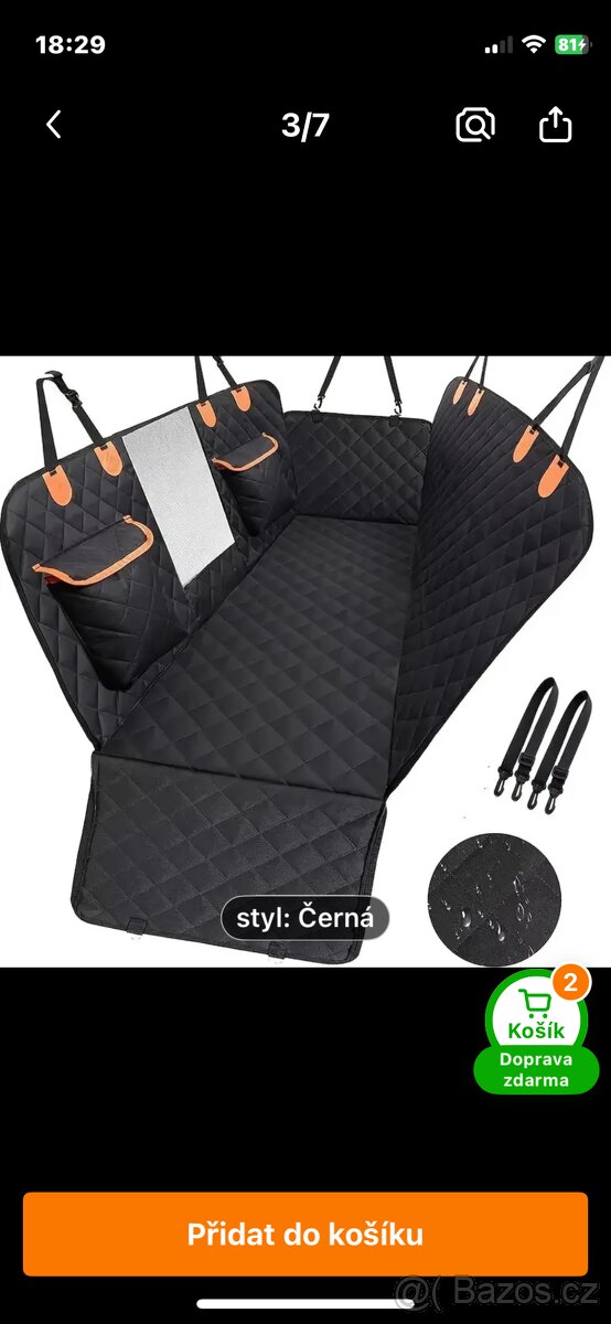 Potah na sedadla pro zvířata