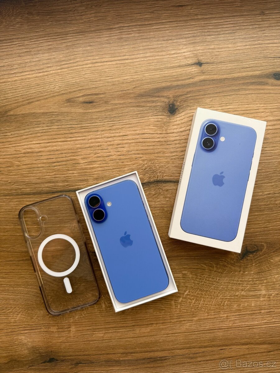 iPhone 16 256 GB modrý, záruka do 10/26 TOP STAV