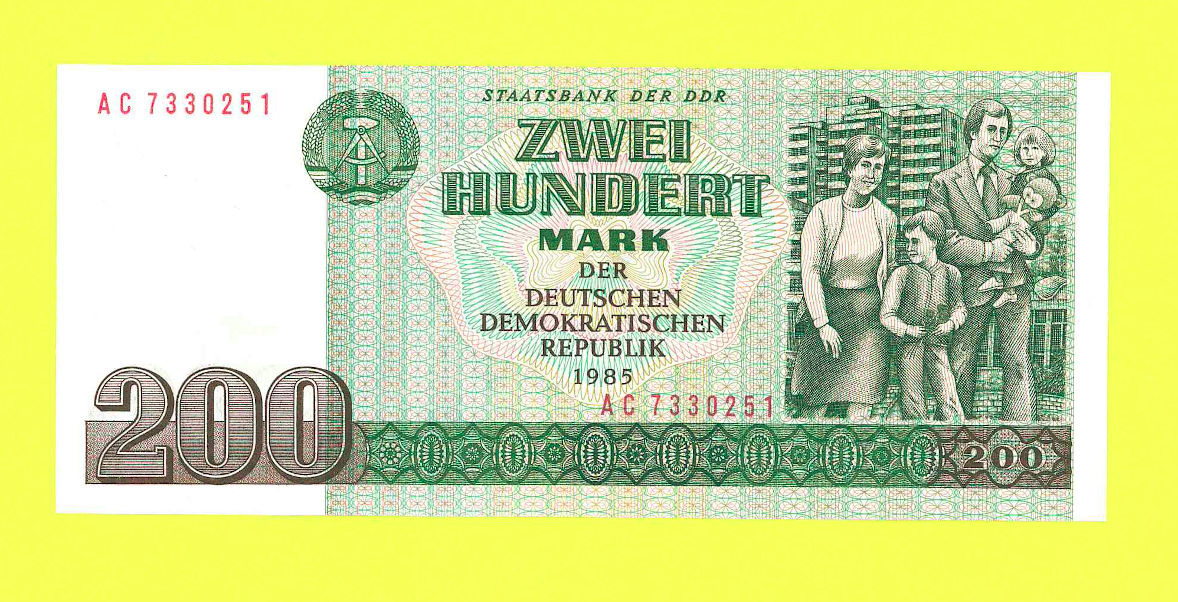 NEVYDANÁ "RR" - Německo DDR, NDR - 200 mark, vzor 1985