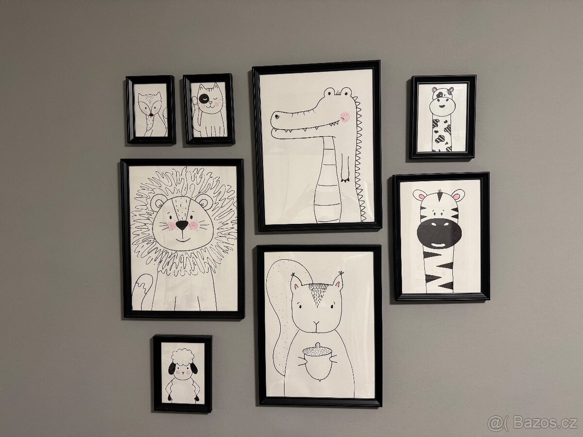 Sada vlastnoručně malovaných dětských obrázků – 8 ks
