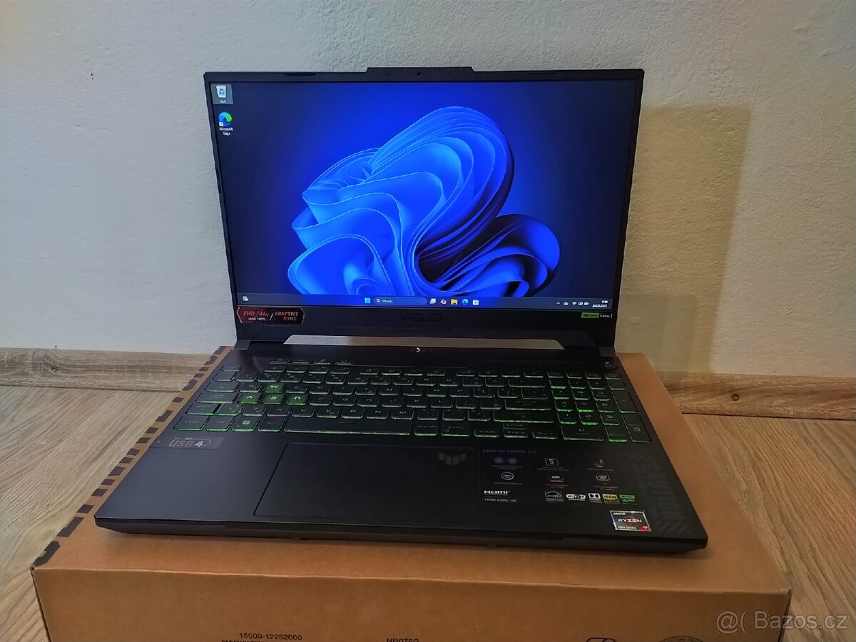 Herní notebook Asus TUF: R7 7735H, RTX 4060, NOVÉ