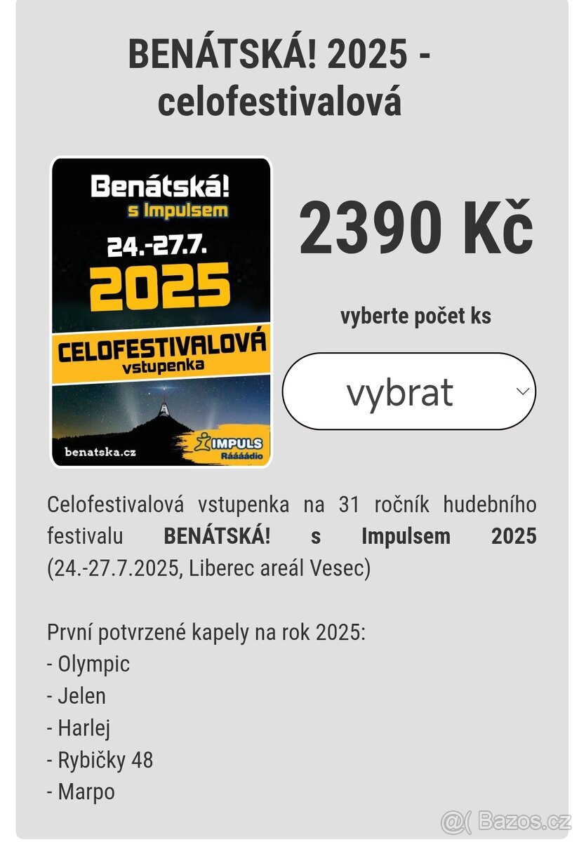 Benátská noc s impulsem 2 vstupenky