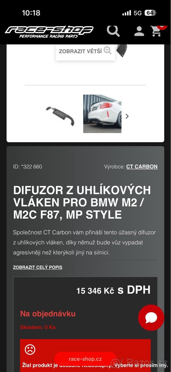 Bmw M2 F87 difuzor