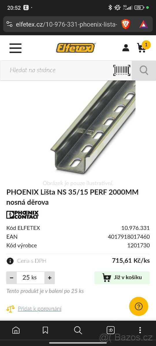PHOENIX Lišta NS 35/15 PERF 2000MM nosná děrova