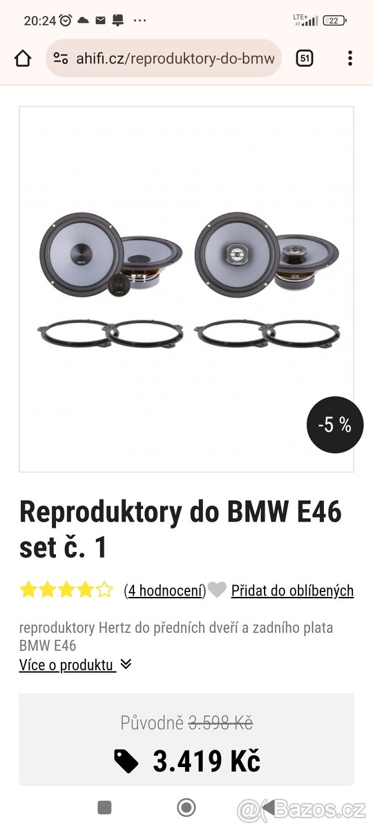 E46 set reproduktorů HERTZ