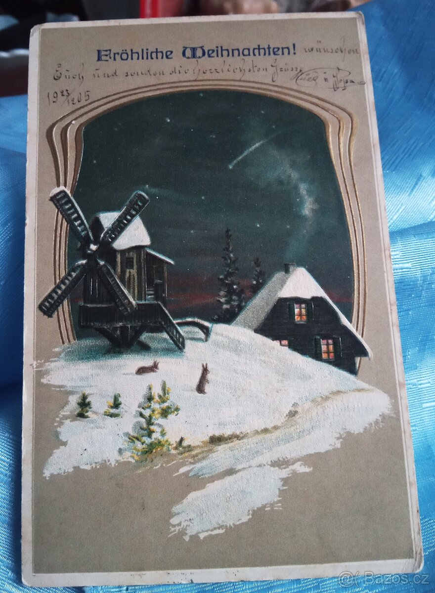 starý tlačený pohled vánoční
