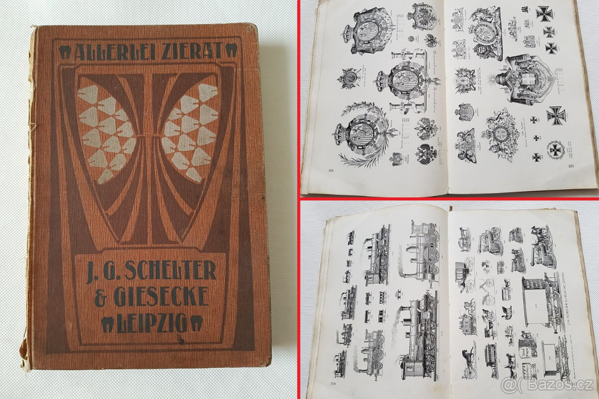 Secesní vzorník tiskové ozdoby vzory viněty 1900 secese