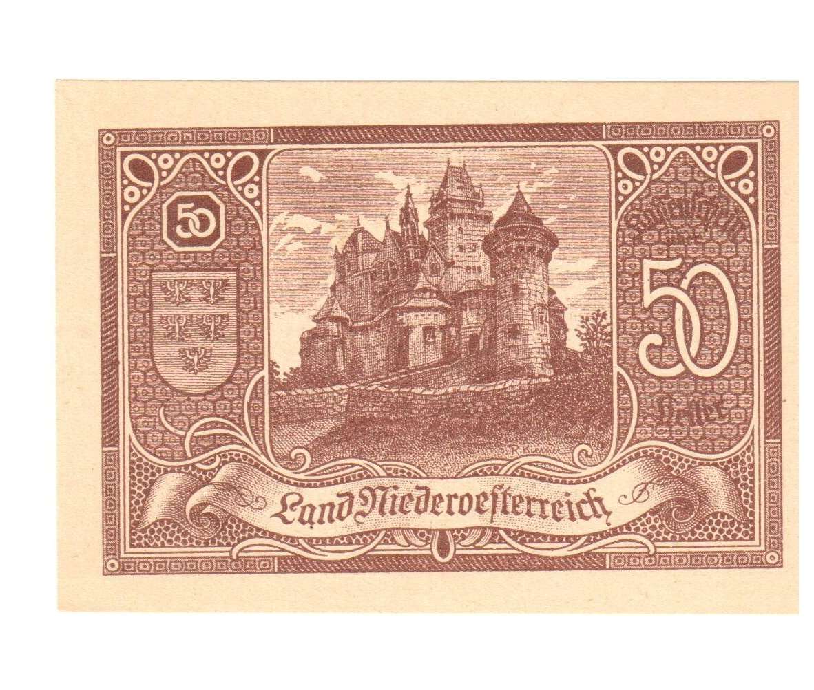 Nouzová Bankovka II. vydání 50 Heller Niederösterreich,1920